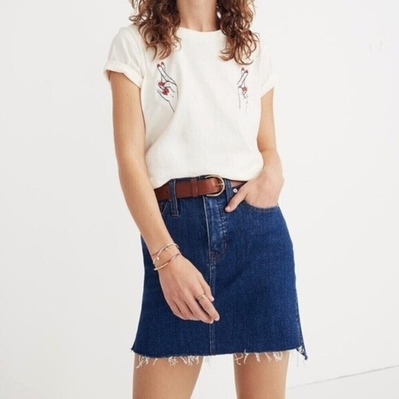 Madewell Dresses & Skirts - Madewell Denim Mini Skirt Womens Blue Size 32 5 Pocket Step Hem Edition Ladies